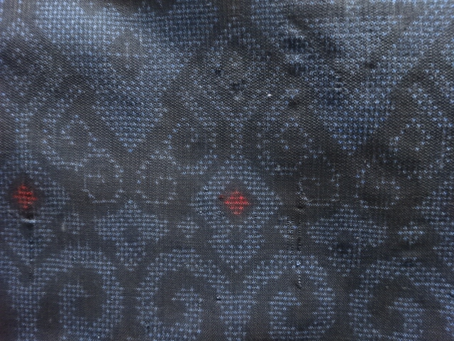 JAPANESE KIMONO / ANTIQUE DORO OSHIMA TSUMUGI (5 maruki) / WOVEN SARASA PATTERN 
